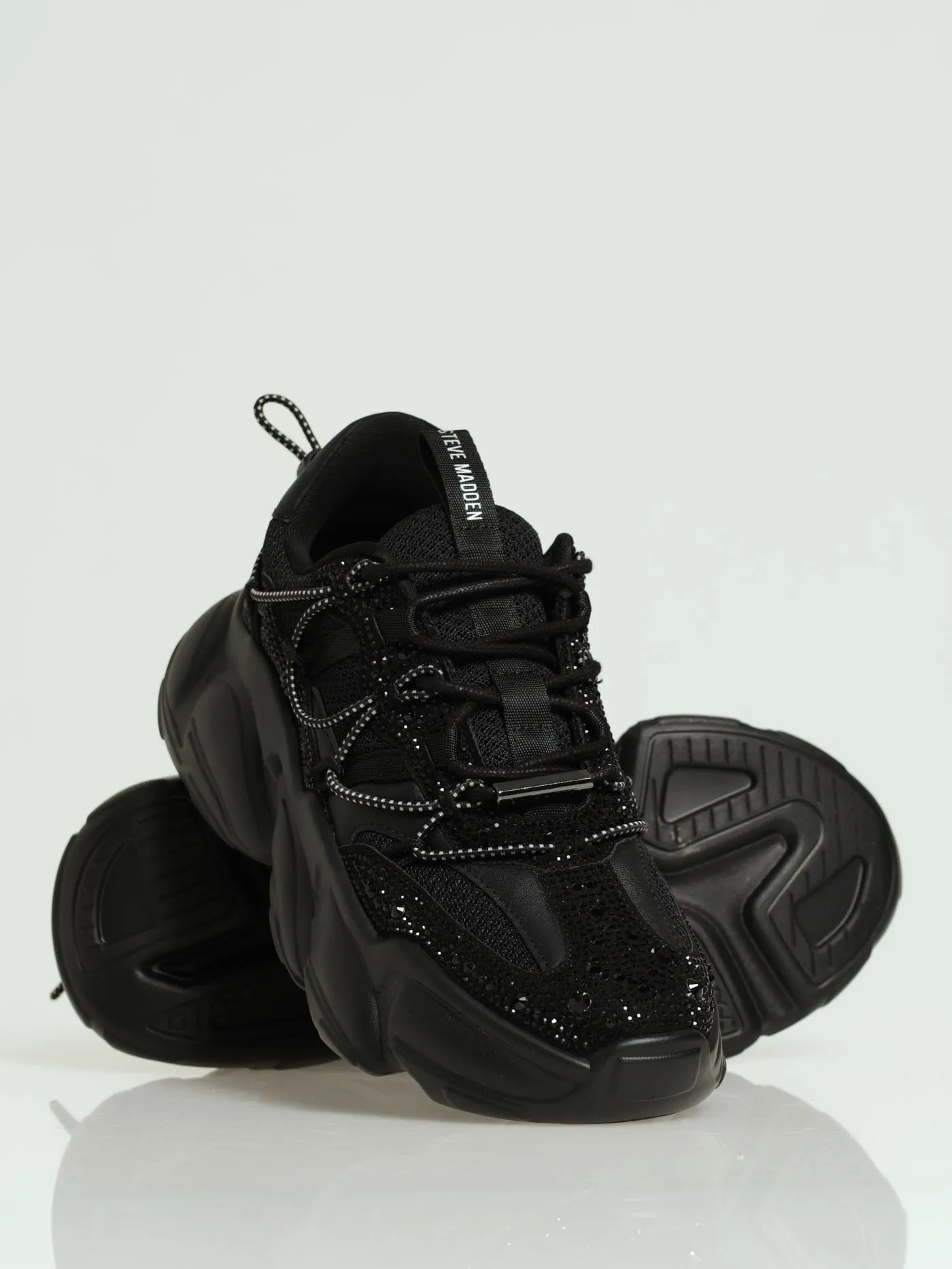 Spectator Rhinestone Chunky Lace Up Sneaker - Black sold by Edgars