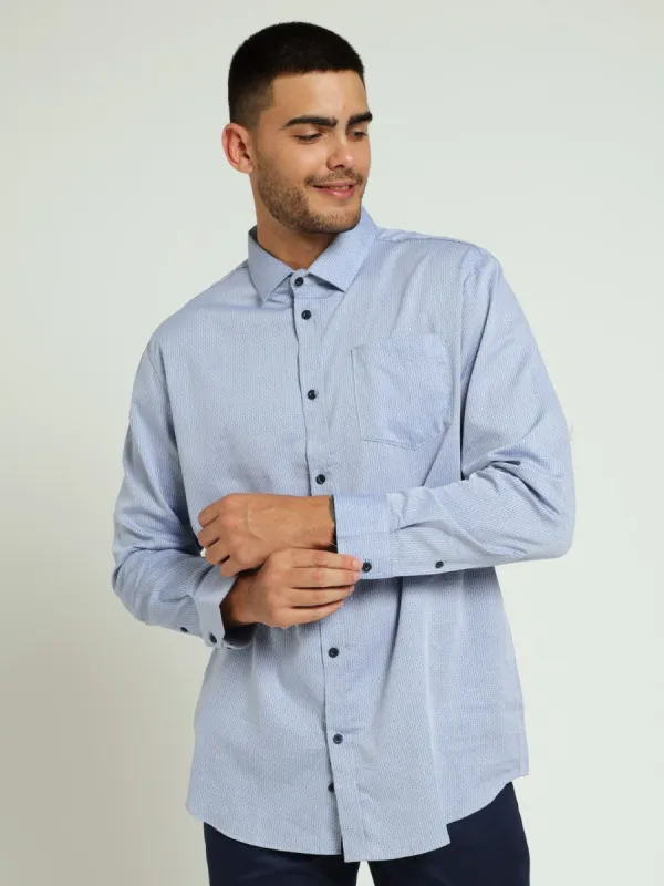 Textured Stripe Spot Shirt - Blue sold by Edgars