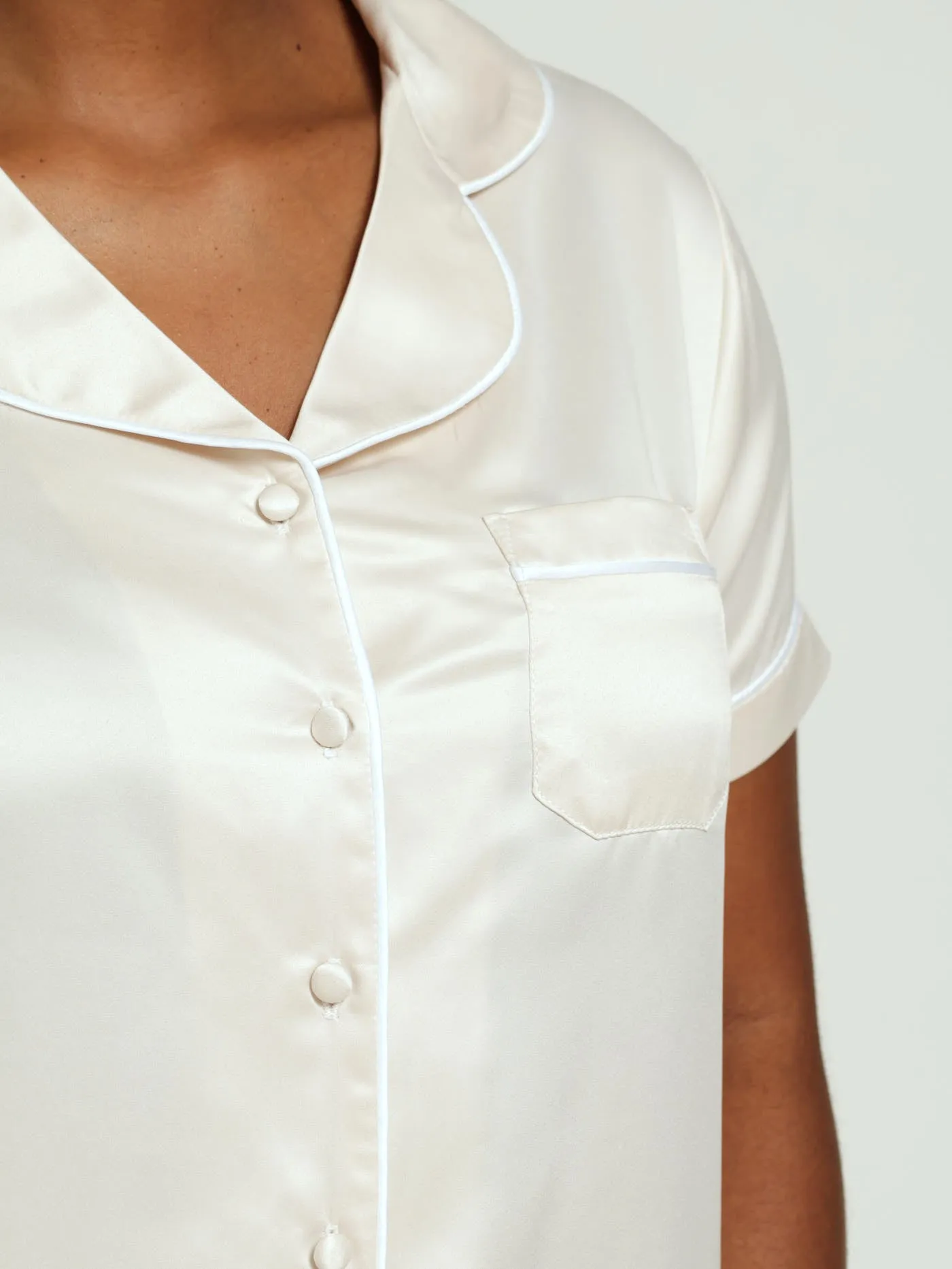 Satin Plain Button Through Sleep Short - Oatmeal sold by Edgars product image thumbnail 4