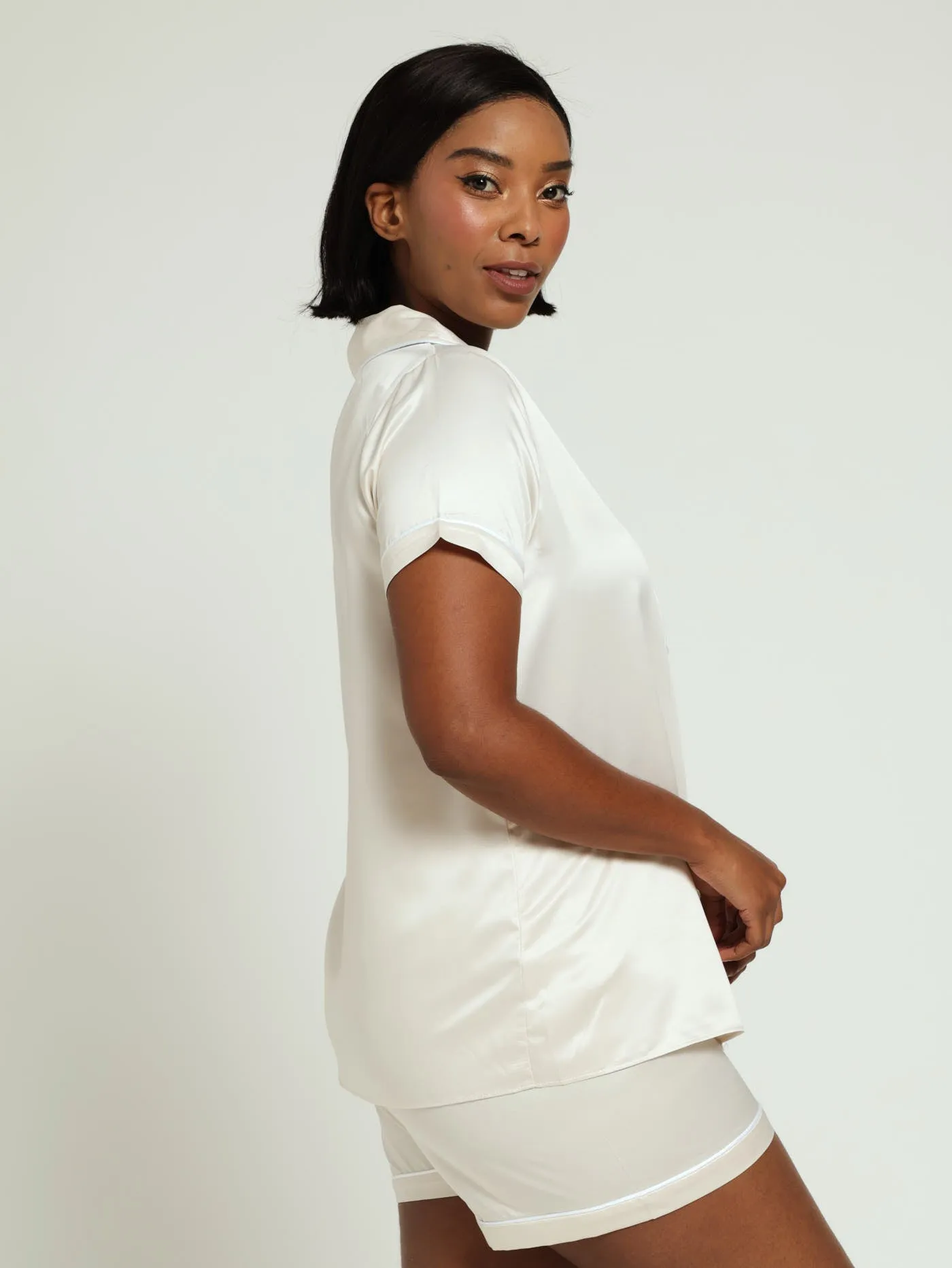 Satin Plain Button Through Sleep Short - Oatmeal sold by Edgars product image thumbnail 3