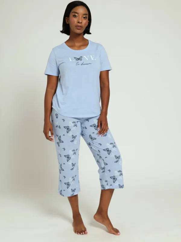 Tee & Capri Butterfly Sleep Set - Blue sold by Edgars 