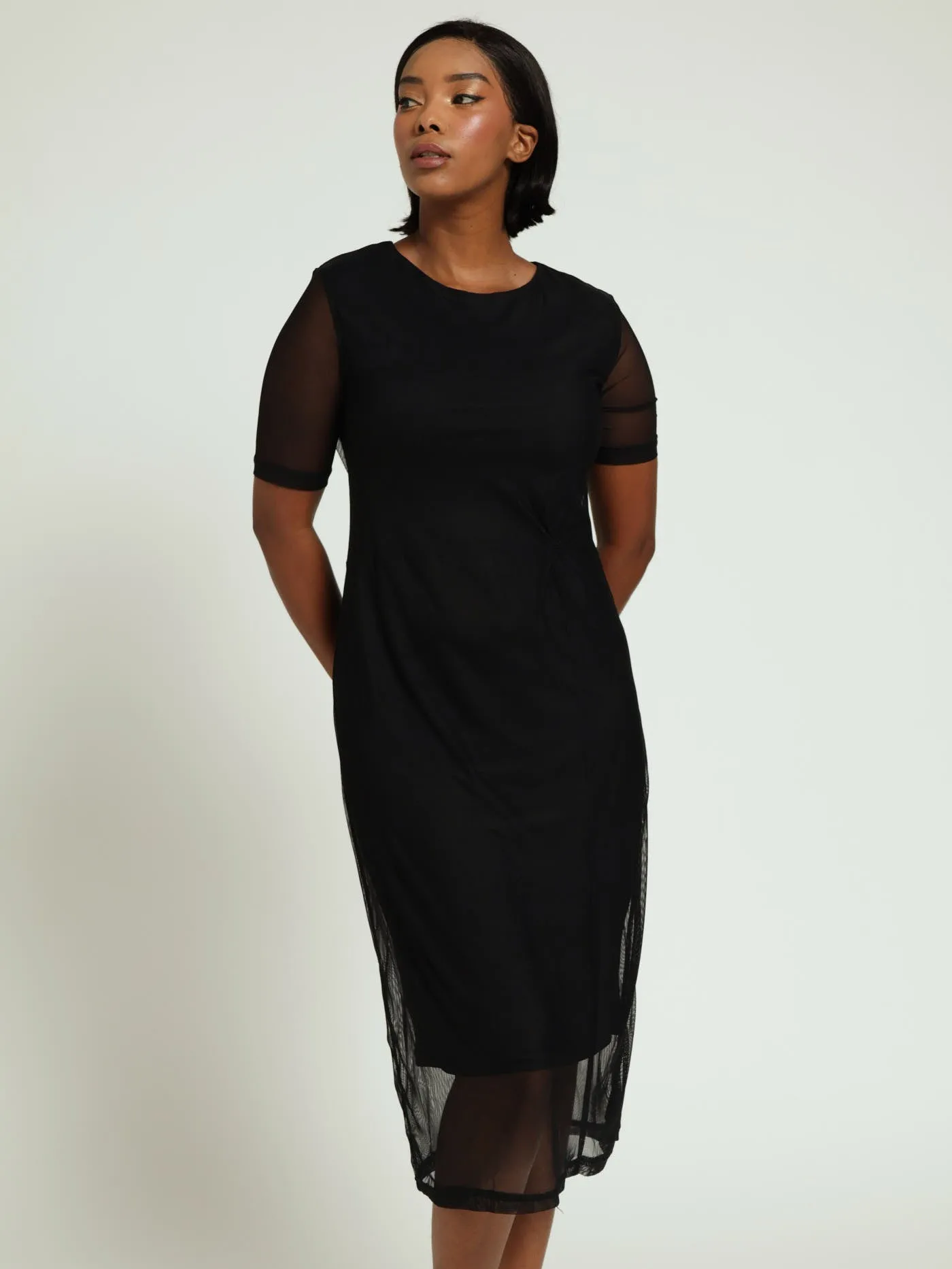 Mesh Knot Dress - Black sold by Edgars