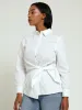 Long Sleeve Side Tie Detail Shirt - White sold by Edgars