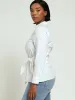 Long Sleeve Side Tie Detail Shirt - White sold by Edgars