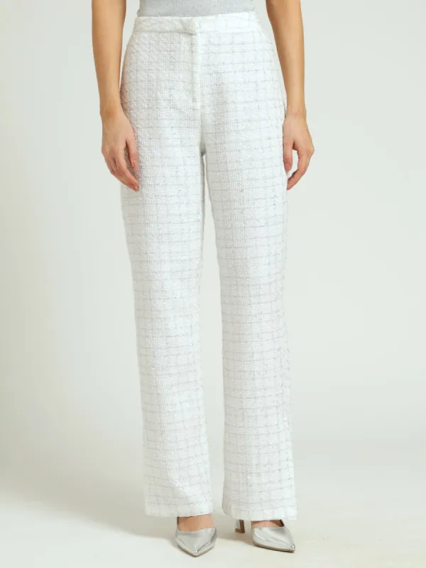 Tweed Straight Leg Pant - Cream sold by Edgars