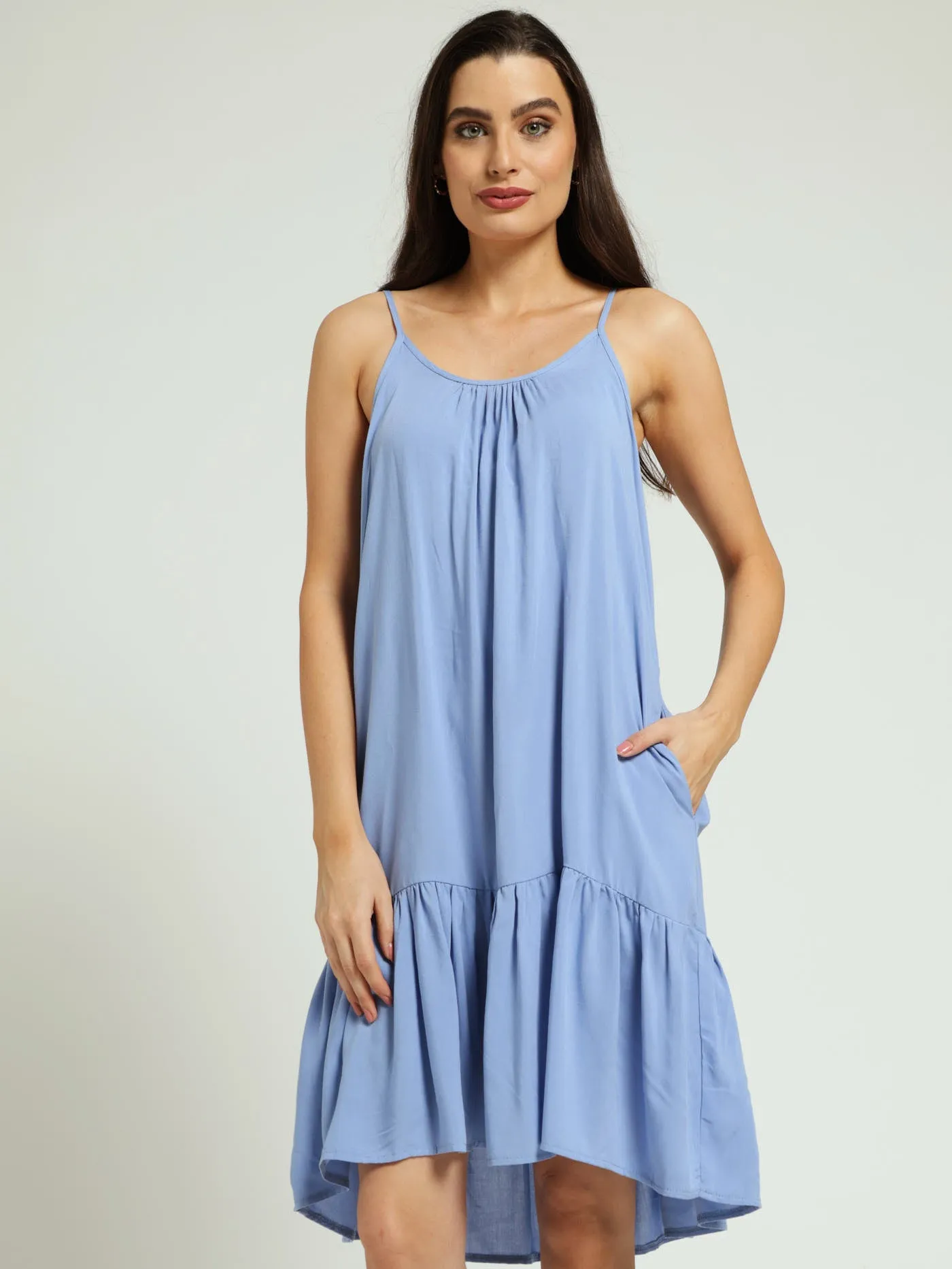 Sleeveless Strappy Peplum Hem Mini Dress - Periwinkle sold by Edgars
