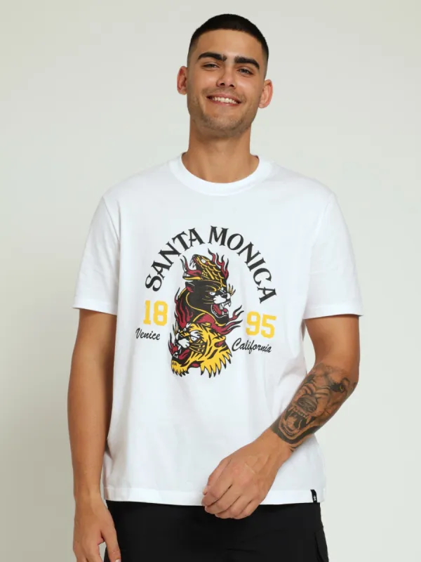 Tiger & Puma Print Tee - White sold by Edgars
