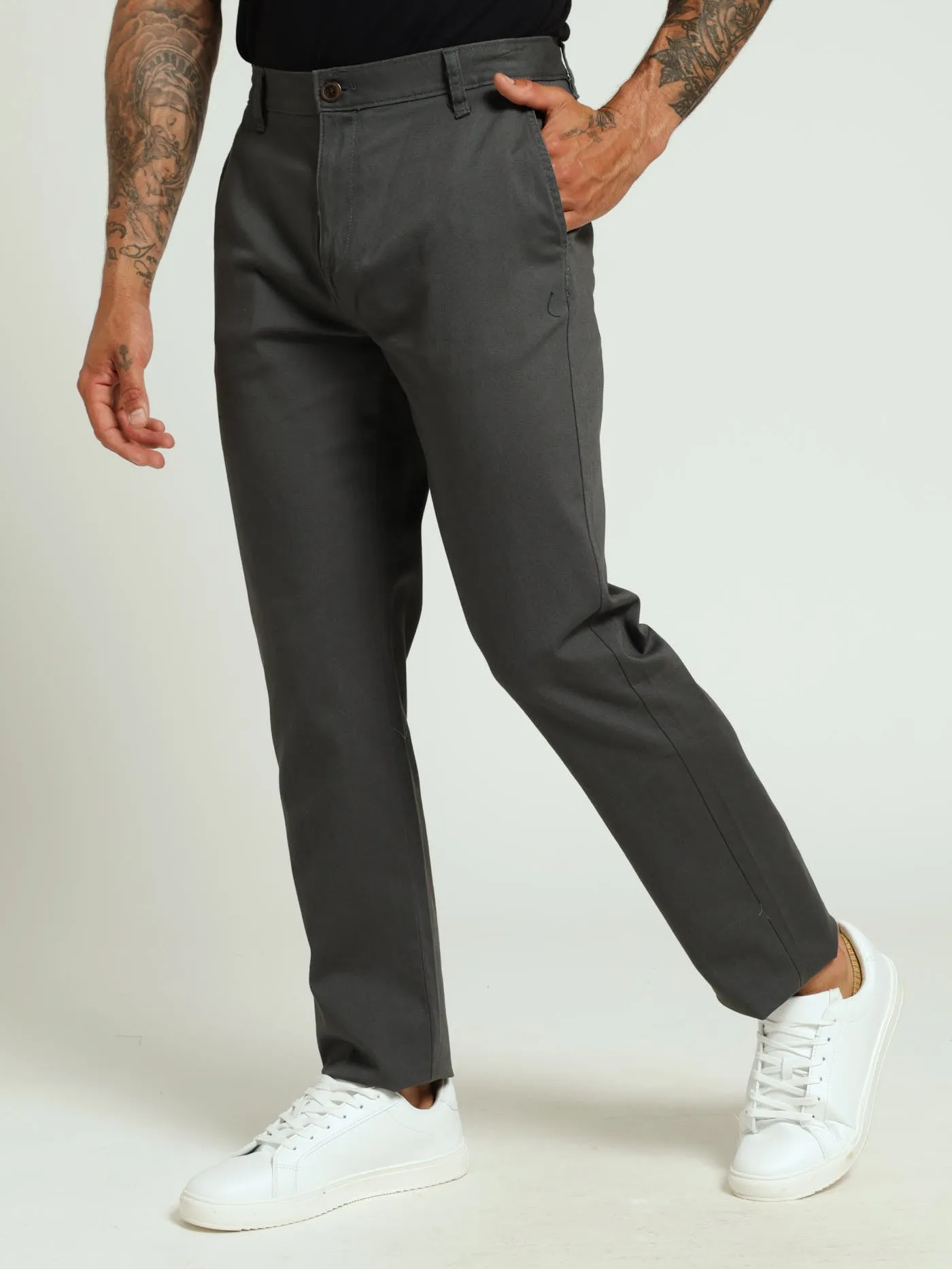 Basic Fit Chino - Grey sold by Edgars