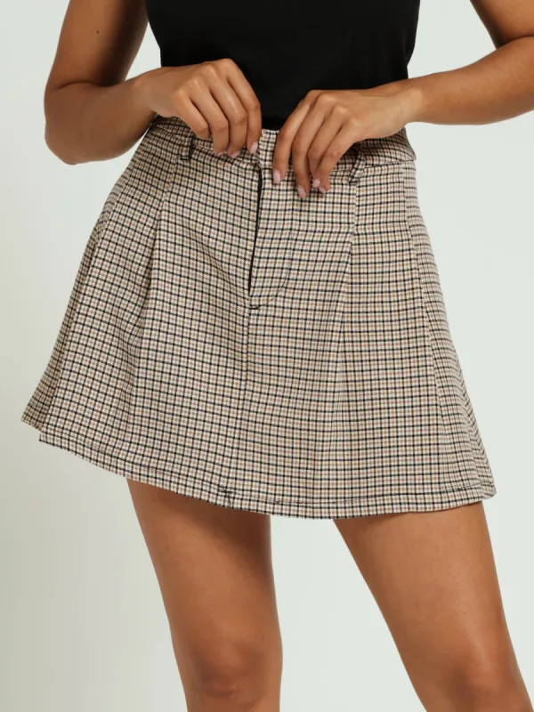 Check Pleated Skirt - Brown sold by Edgars