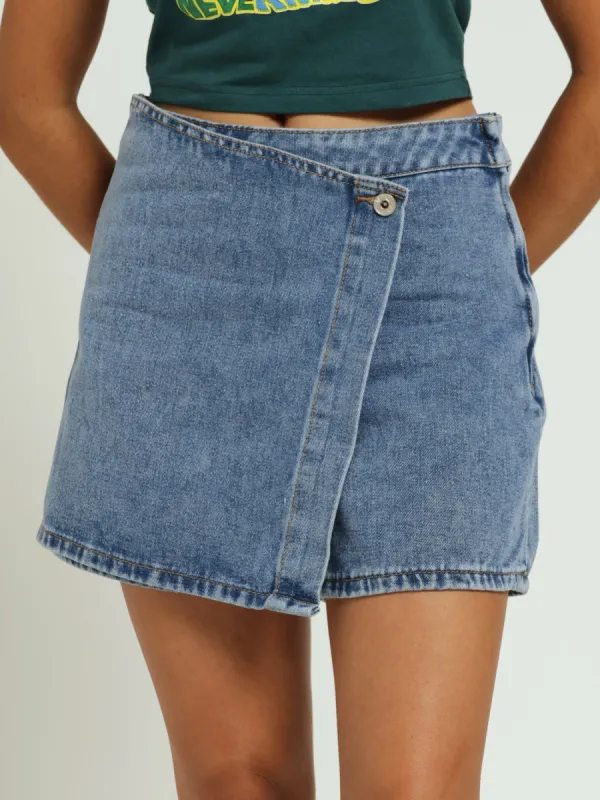 Denim Skort - Mid Blue sold by Edgars