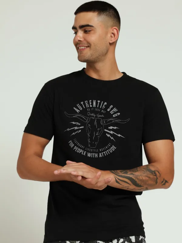 Basic Print Tee - Black sold by Edgars 