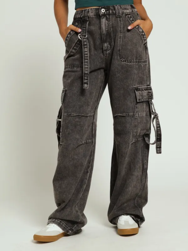 Strap Cargo Jean - Black/Grey sold by Edgars