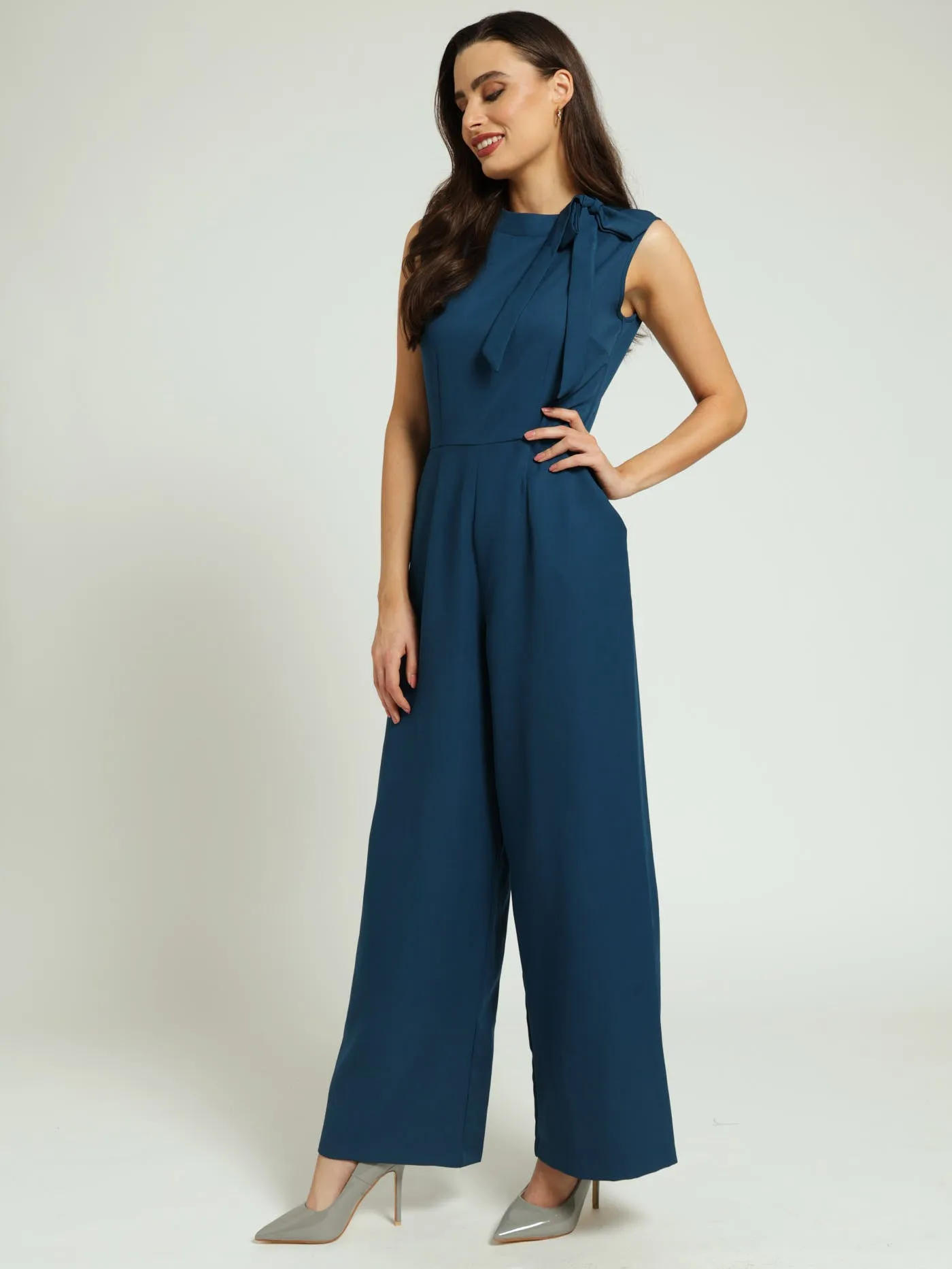 Tie Neck Jumpsuit - Dark Teal sold by Edgars product image thumbnail 2