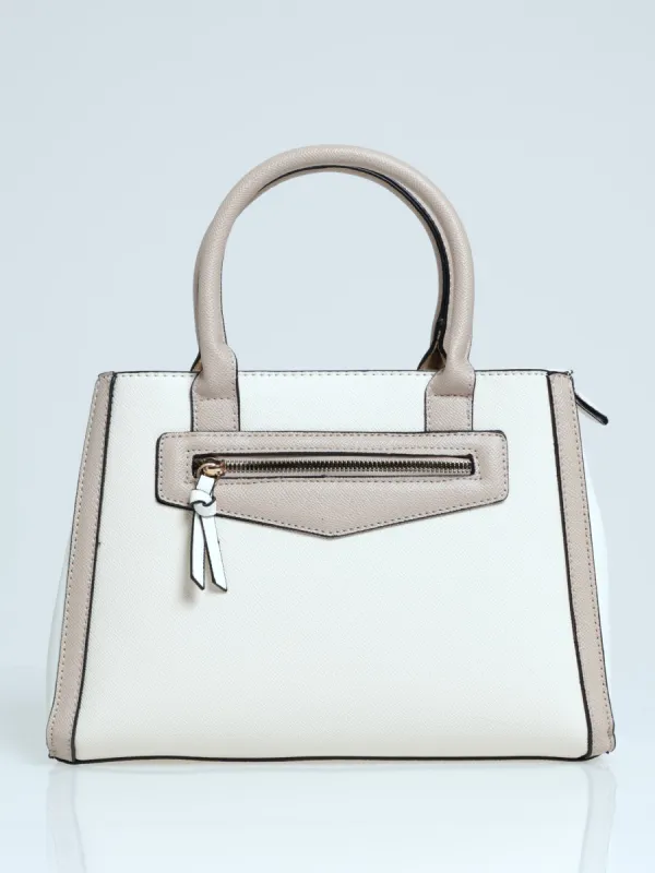 Colour Block Tote Bag - Stone sold by Edgars