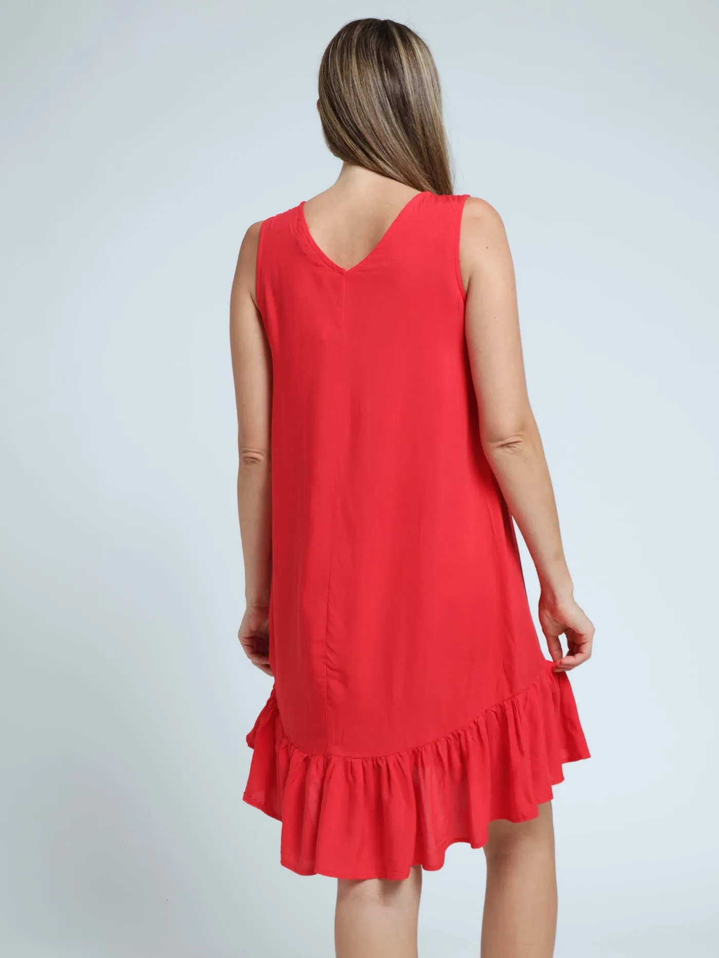 Sleeveless Frill Hem Hi-Lo Shift Dress - Red sold by Edgars product image thumbnail 3