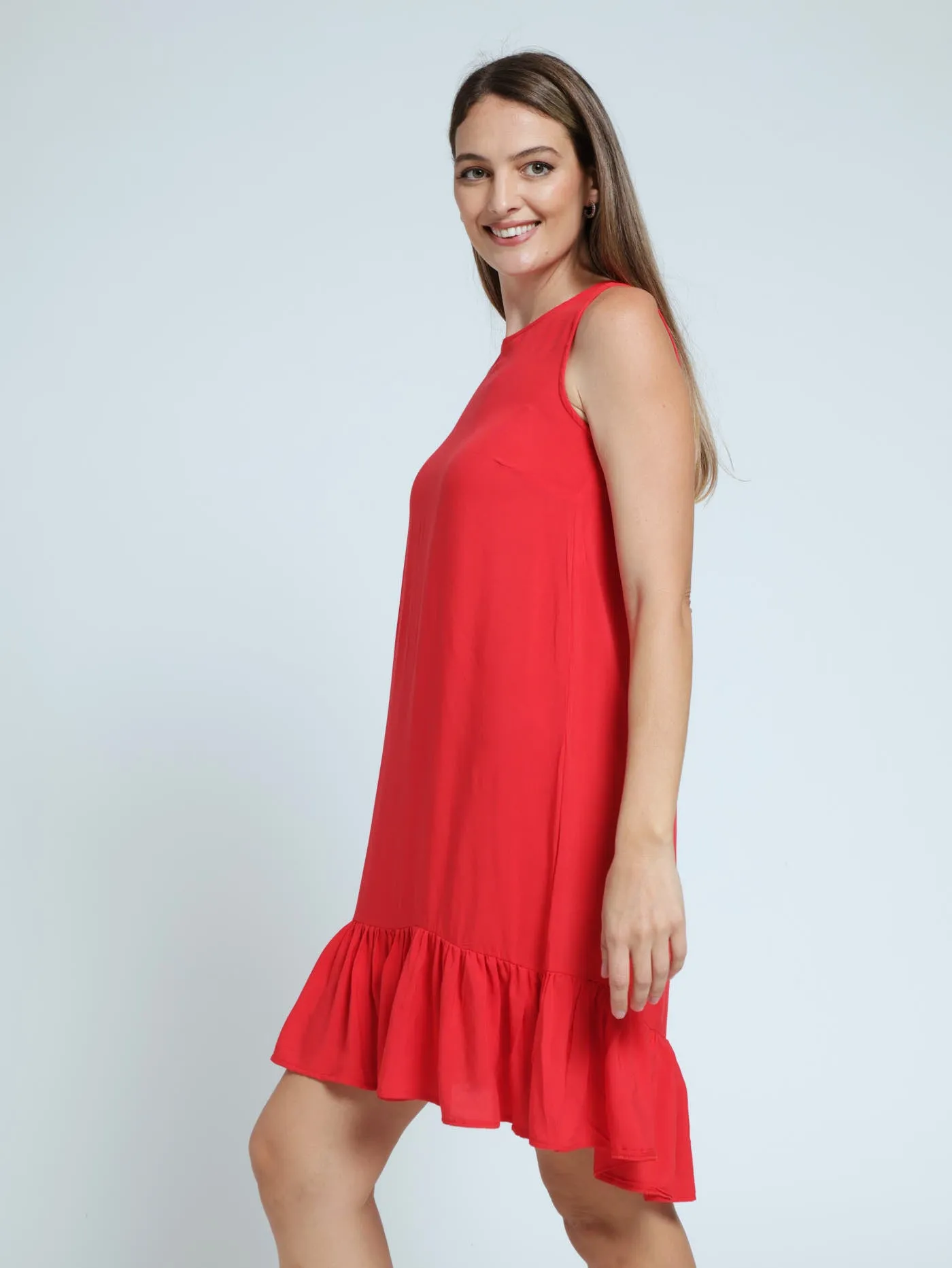Sleeveless Frill Hem Hi-Lo Shift Dress - Red sold by Edgars product image thumbnail 2