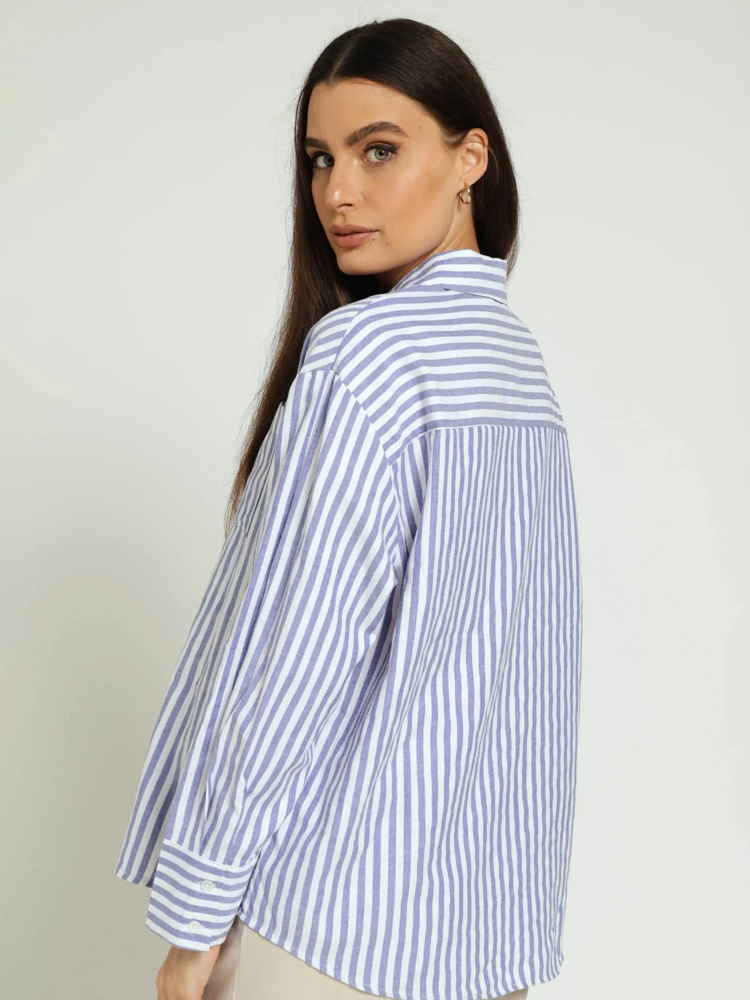 Long Sleeve Oversize Stripe Shirt - Blue sold by Edgars product image thumbnail 2