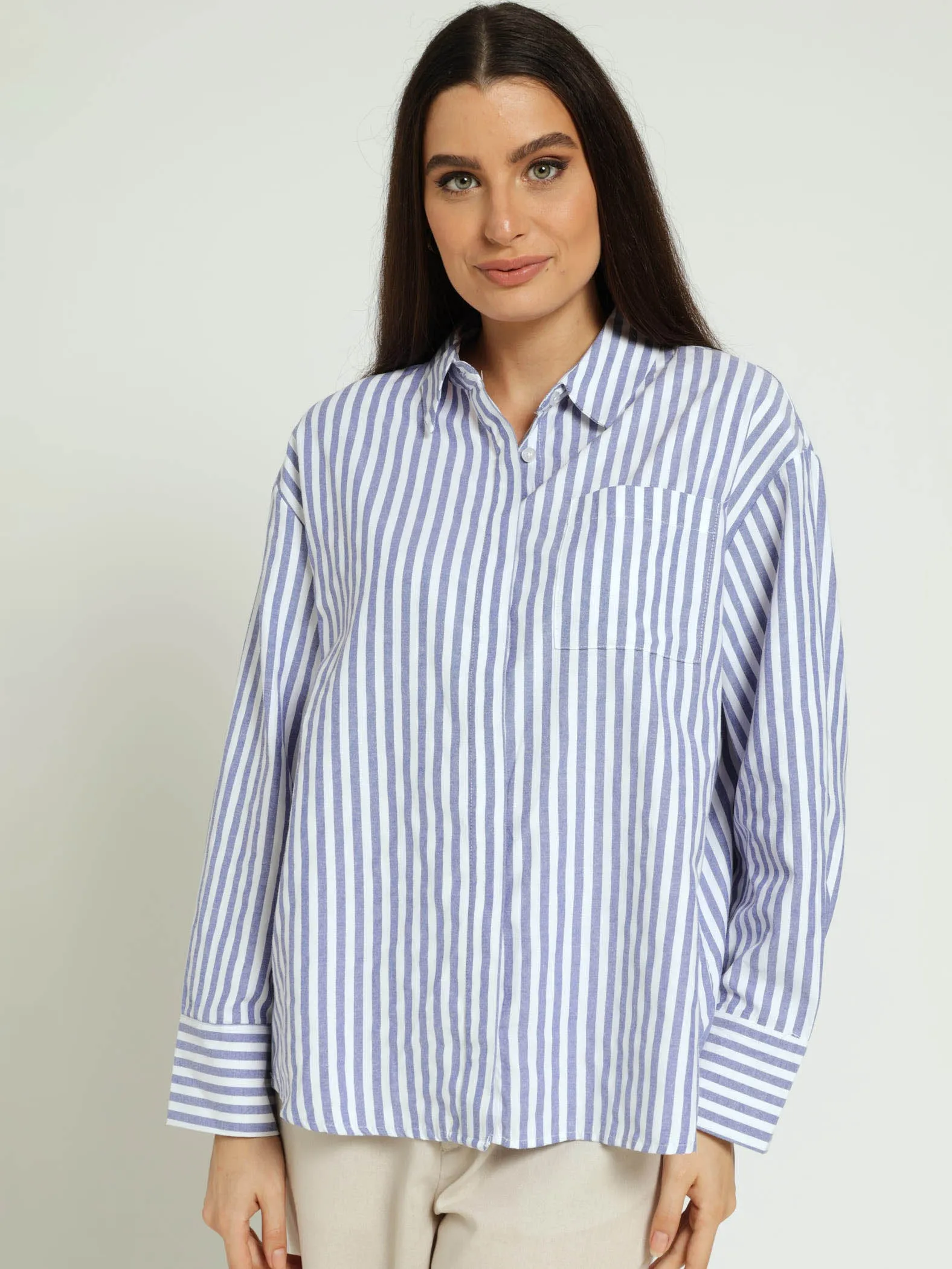 Long Sleeve Oversize Stripe Shirt - Blue sold by Edgars product image thumbnail 4