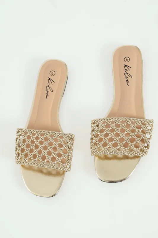 Braided Single Band Mule Sandal - Gold sold by Edgars