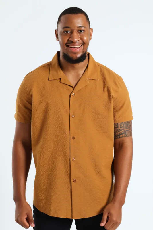 Seersucker Shirt - Camel sold by Edgars 