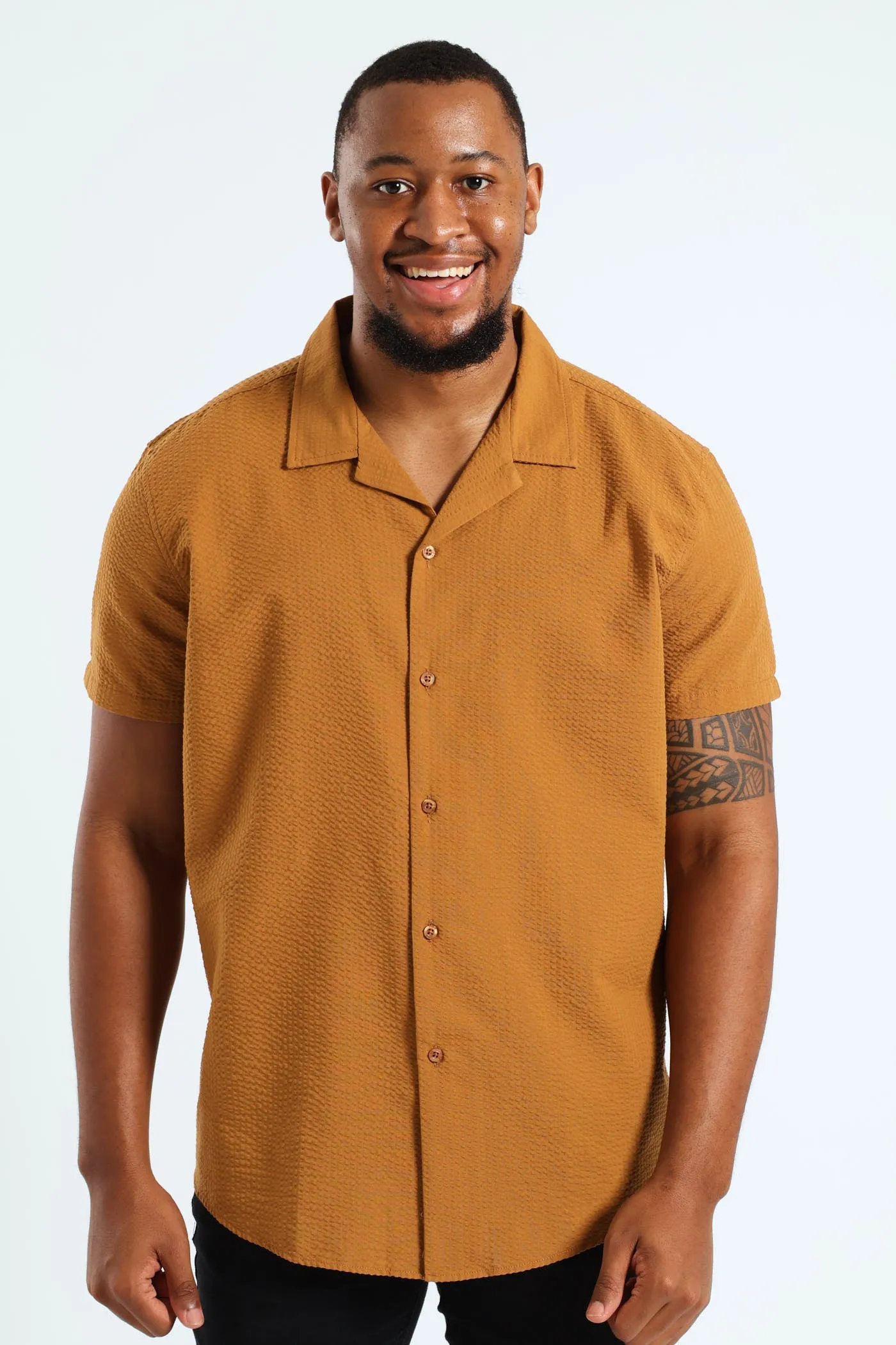 Seersucker Shirt - Camel sold by Edgars