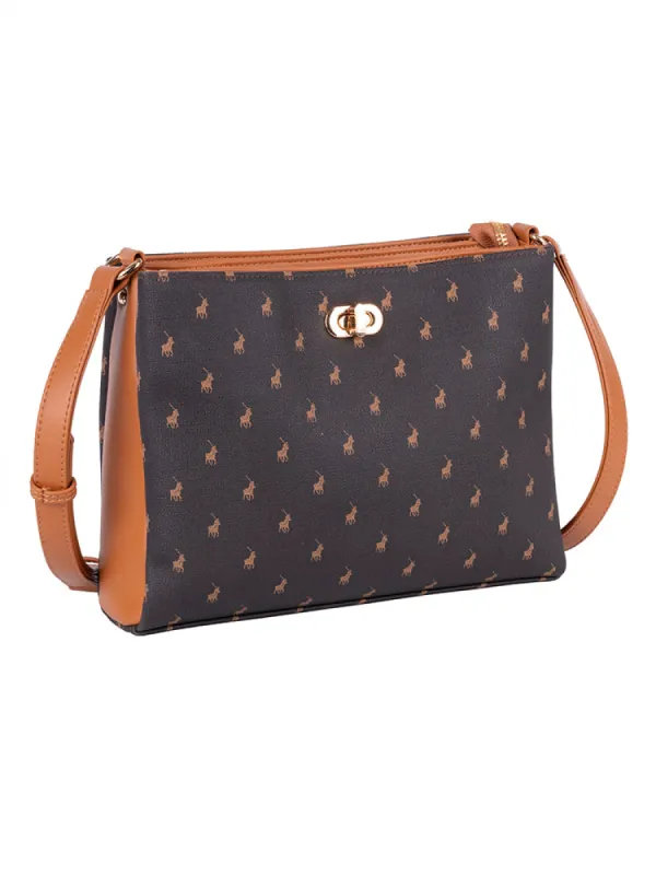 Iconic Multi Compartment Sling Bag - Brown sold by Edgars