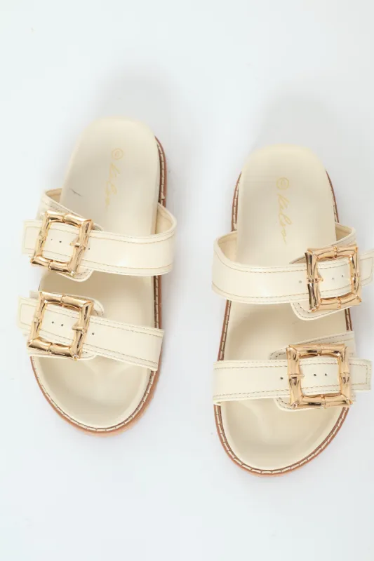 Bamboo Buckle Detail Birkie - Off White sold by Edgars