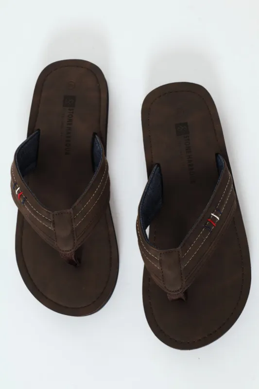 Pu Upper Mono Wide Vamp Sandal - Chocolate sold by Edgars