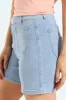 Patch Pocket Denim Knit Mid Thigh Shorts - Light Wash sold by Edgars