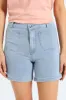 Patch Pocket Denim Knit Mid Thigh Shorts - Light Wash sold by Edgars