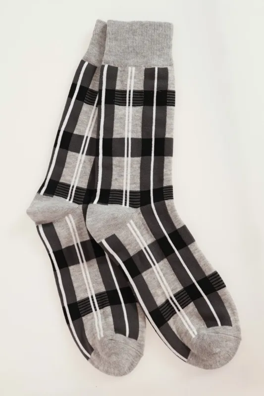 Check Single Socks - Grey sold by Edgars