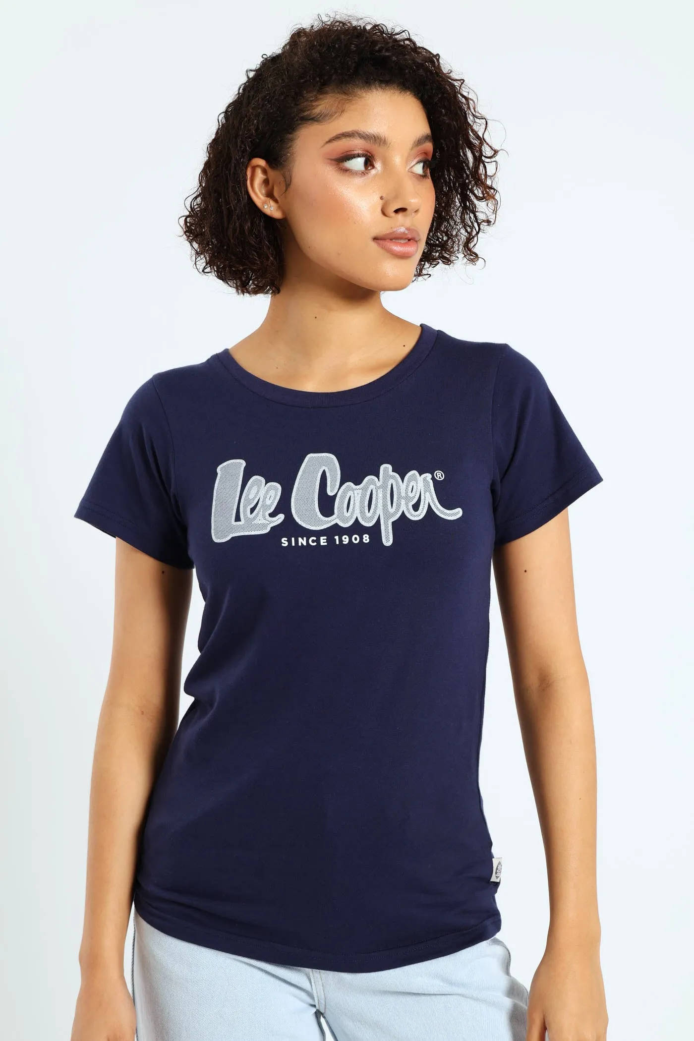 Ladies Lurex Embroidered Tee - Navy sold by Edgars