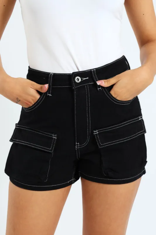 Utility Denim Short - Black sold by Edgars