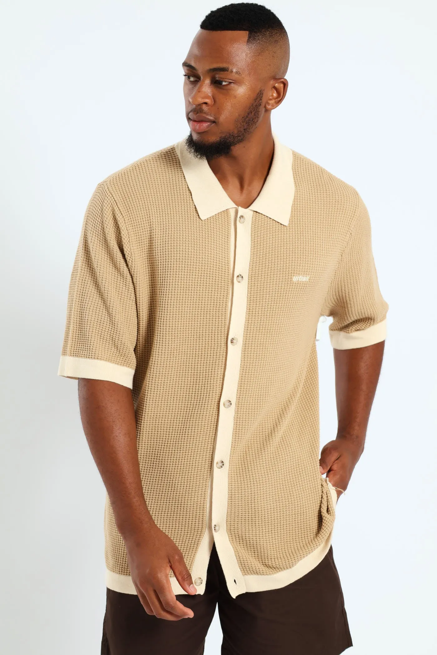 Texture Resort Shirt - Sand sold by Edgars