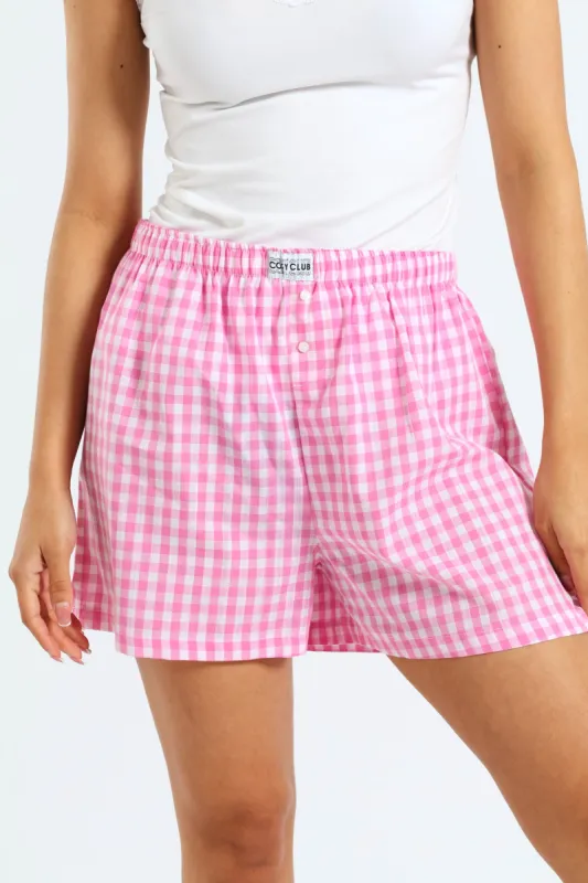 Woven Check Boxer Shorts - Pink sold by Edgars