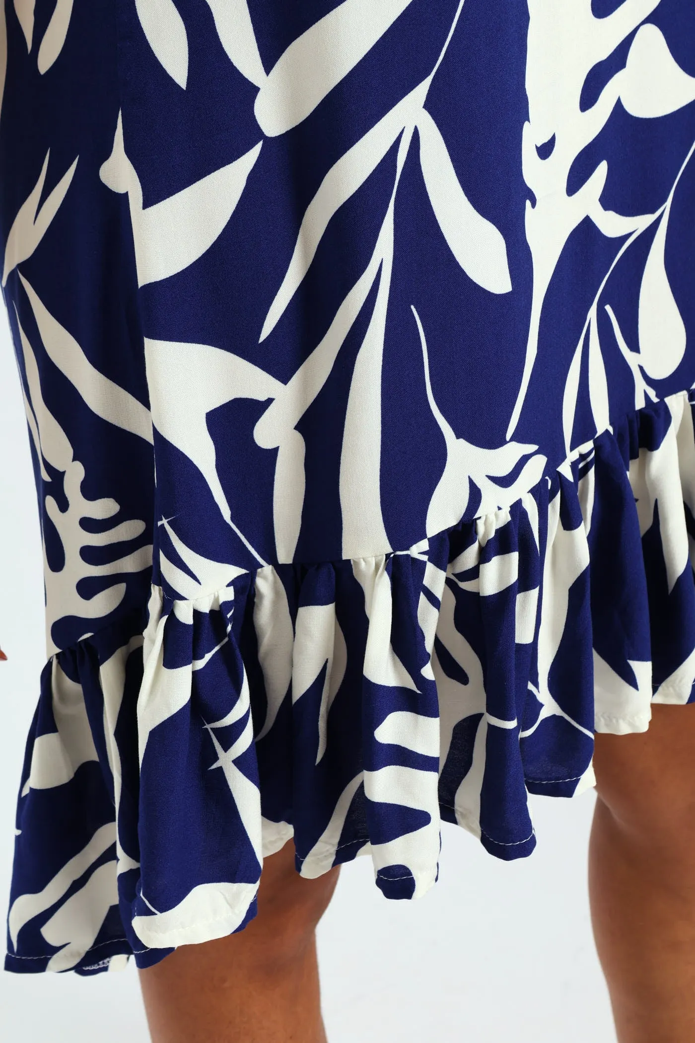 Frill Hem Hi-Lo Printed Shift Dress - Navy/White sold by Edgars product image thumbnail 5