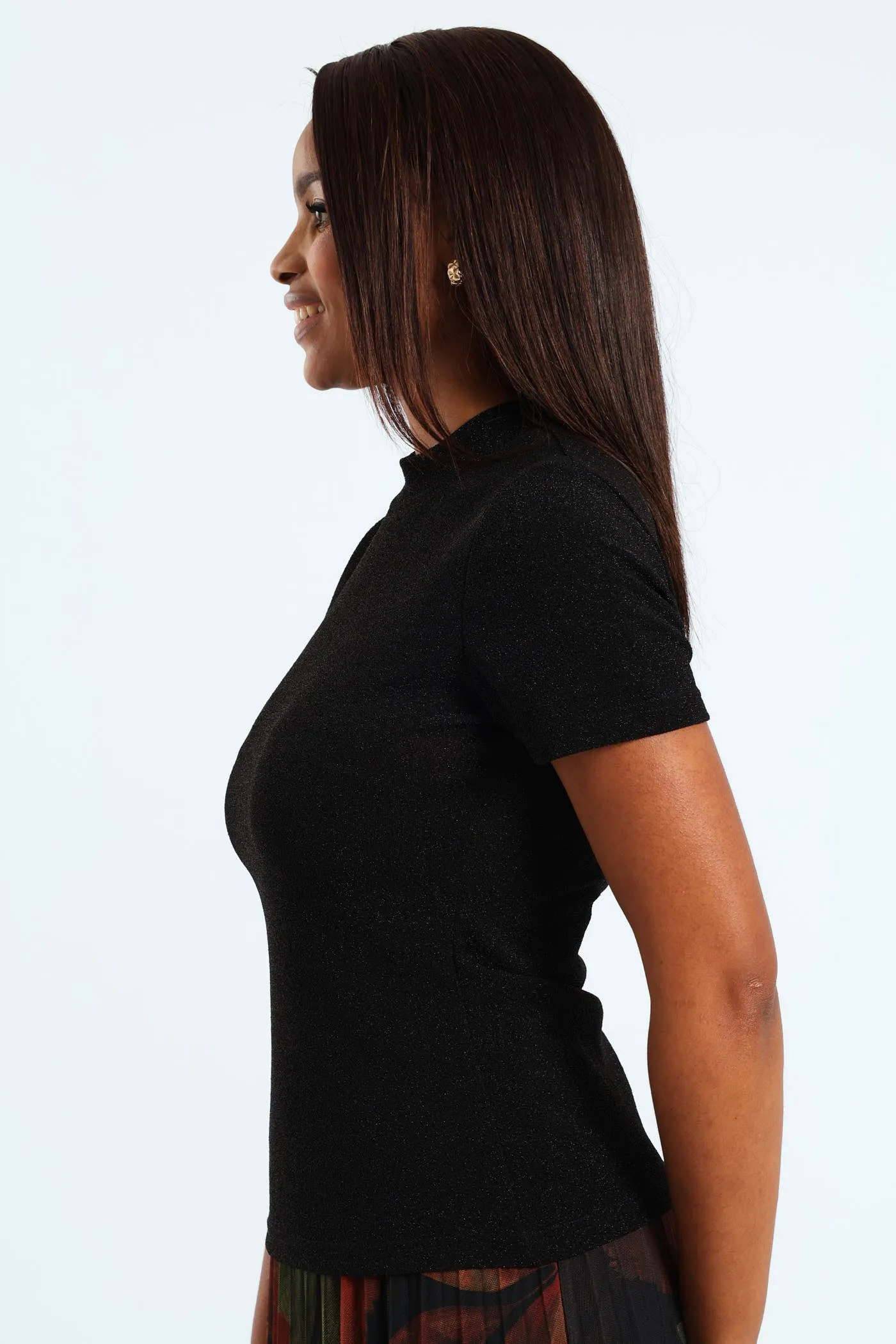 High Neck Shimmer Blouse - Black sold by Edgars product image thumbnail 2