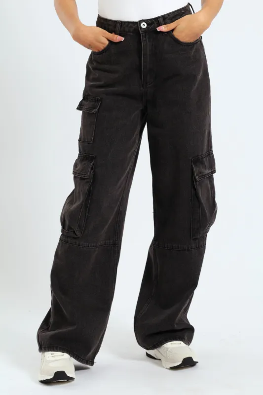 Bellow Pocket Cargo Jean - Black sold by Edgars