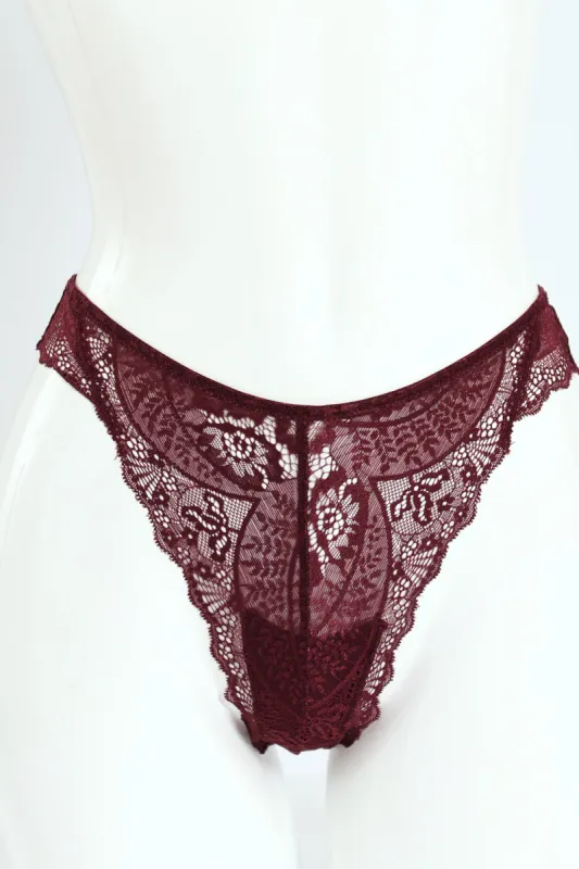 3 Pack Lace Built Up G-String Panties - Black/Wine/Teal sold by Edgars 