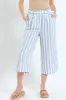 Culotte Self Tie Paperbag Wideleg Pants - White/Blue sold by Edgars