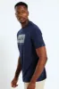 Square Logo Embroidered Tee - Navy sold by Edgars