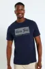 Square Logo Embroidered Tee - Navy sold by Edgars