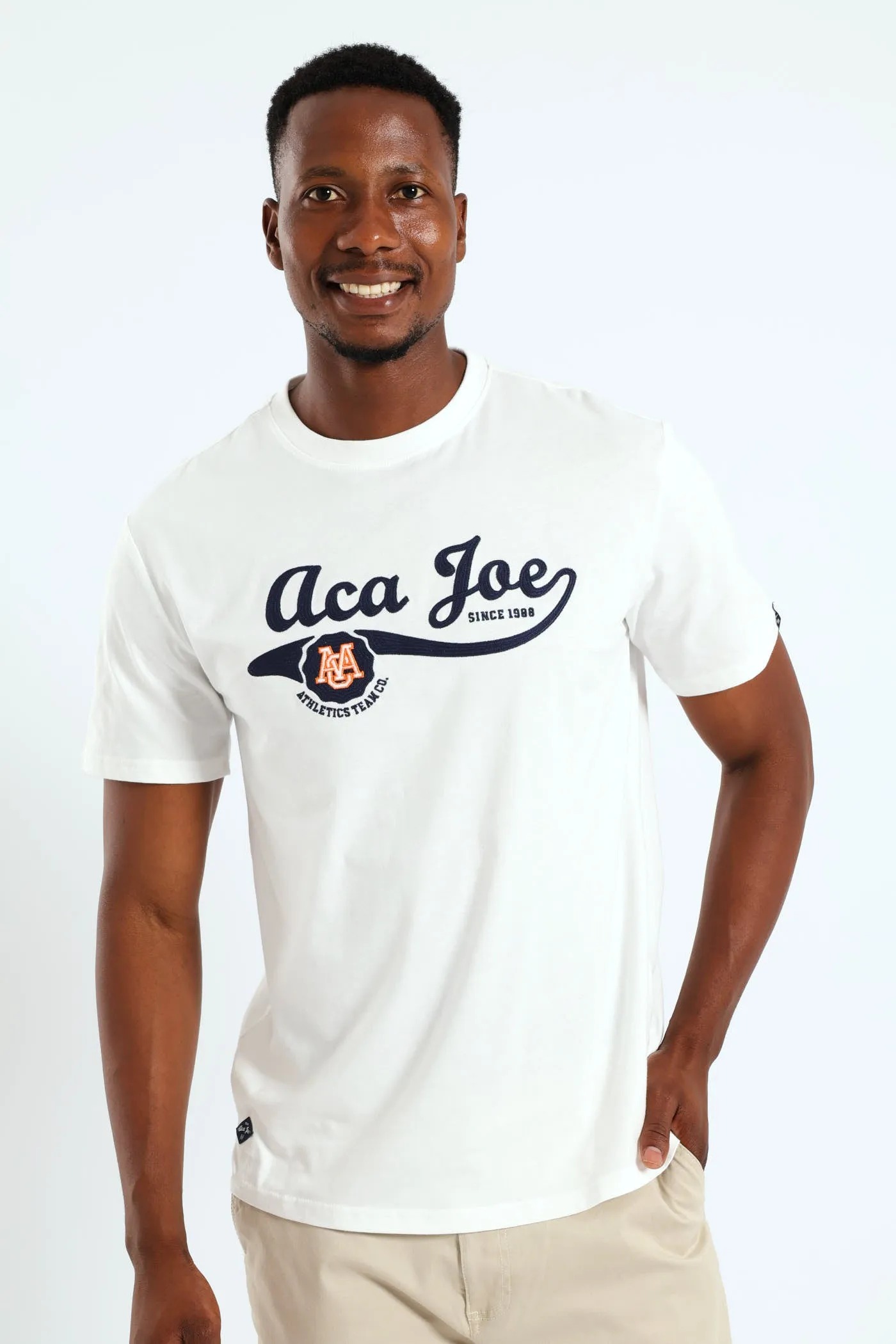 Tail Logo Embroidered Tee - White sold by Edgars