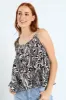 Shoulder Tie Sleeveless Printed Swing Cami - Black/Cream sold by Edgars