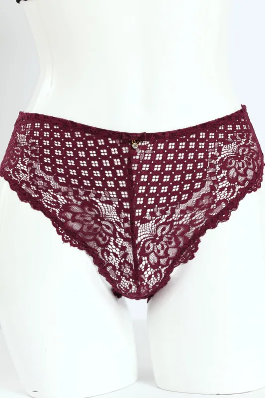 Full Lace Midi Panty - Wine sold by Edgars