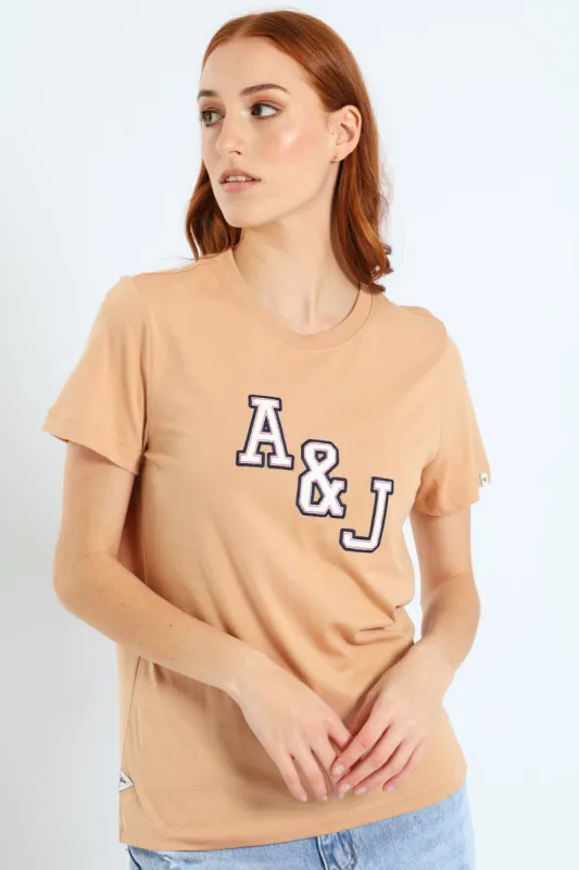 Twill Applique Tee - Taupe sold by Edgars 