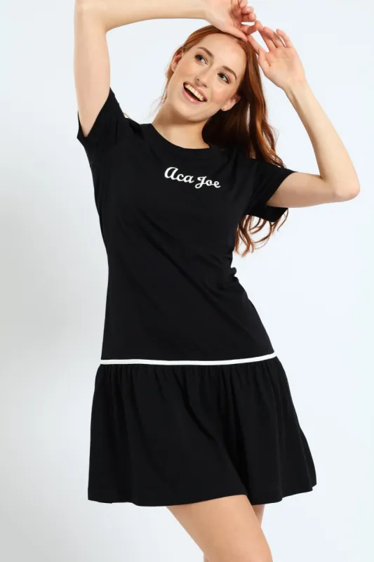 Drop Waist Embroidery Dress - Black sold by Edgars 