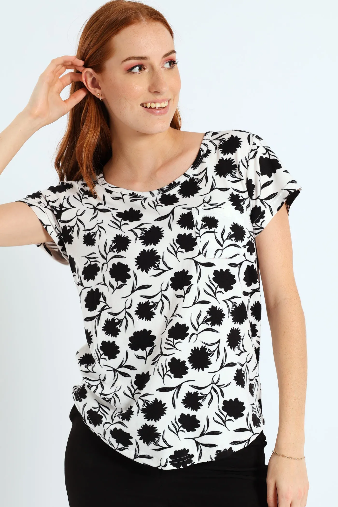 Carnation Pocket Tee - Black/White sold by Edgars