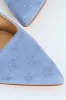 Flower Anglaise Pointy Ankle Strap Push In Mule - Blue sold by Edgars