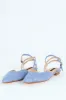 Flower Anglaise Pointy Ankle Strap Push In Mule - Blue sold by Edgars